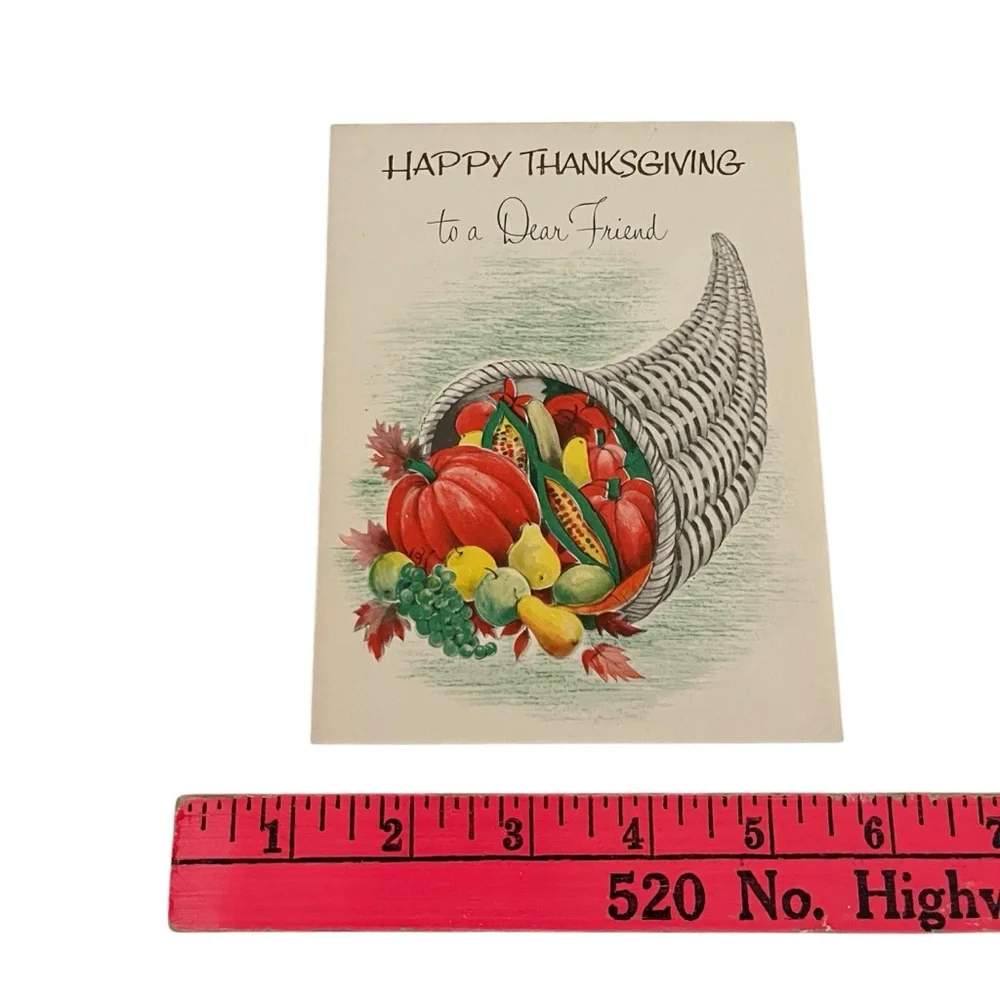 Unused Vintage Thanksgiving Greeting Card Art Guild of Williamsburg Cornucopia